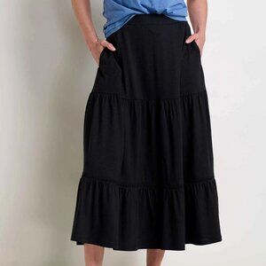 Toad & Co Marigold Tiered Skirt, Black, Women's M